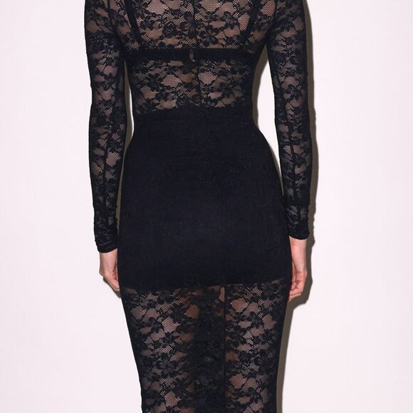 Lovers + Friends Black Lace Fitted Sexy Dress.  SZ S - Picture 4 of 5